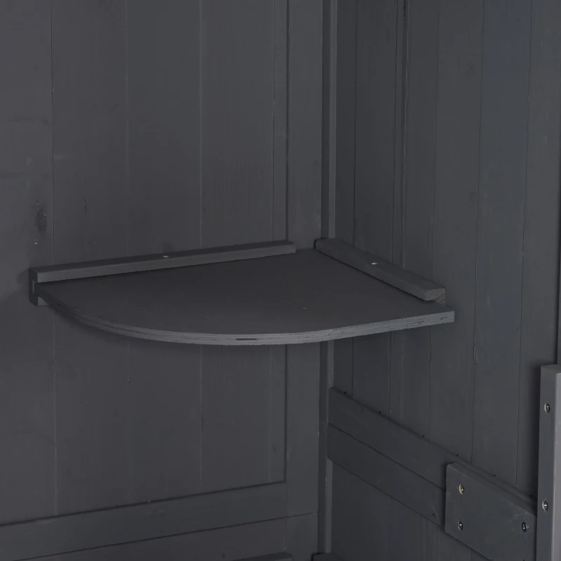 Outsunny Armoire abri de Jardin Remise pour Outils 3 étagères 2 Porte loquets Toit Pente bitumé 77L x 54l x 179H cm Sapin traité Gris