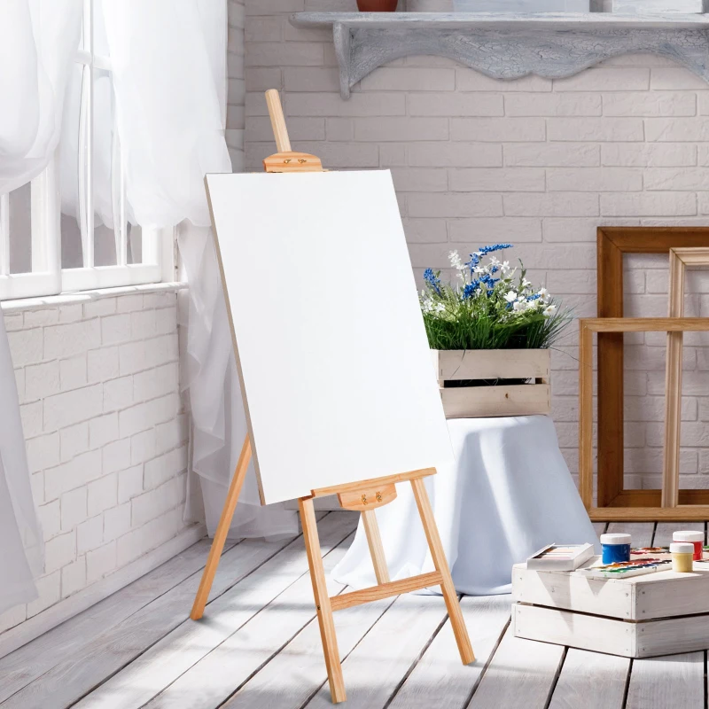 Chevalet d'artiste sur pieds dim. 51,5L x 71,5l x 134,5H cm inclinaison réglable 90° max. bois de pin