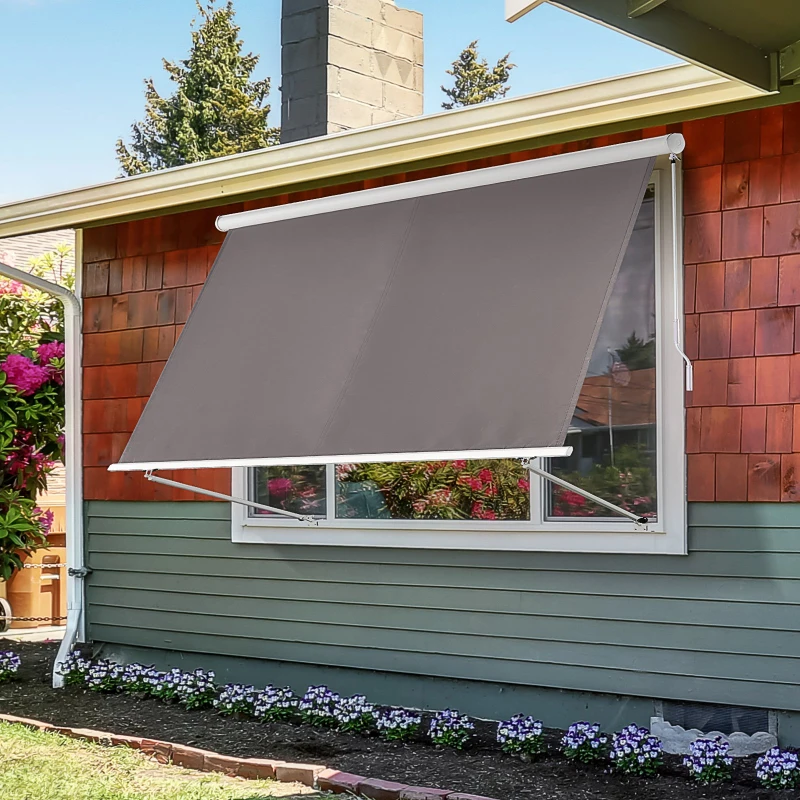 Outsunny Store banne manuel inclinaison réglable protection UV aluminium polyester imperméabilisé 2 x 2,45 m gris