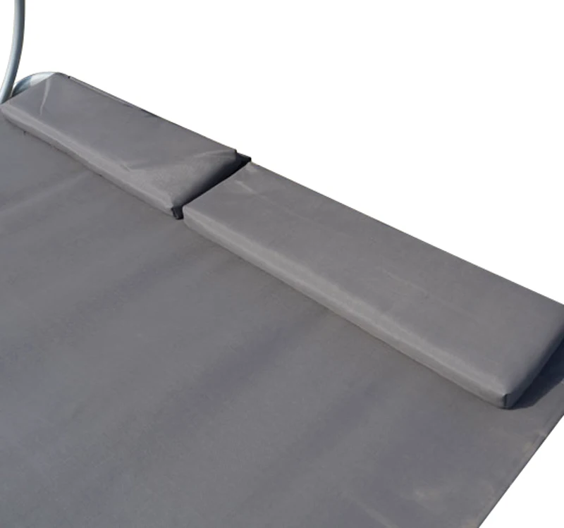 BAIN DE SOLEIL TRANSAT CHAISE LONGUE LIT DE JARDIN AVEC PARE-SOLEIL 2 PLACES GRIS NEUF 63G