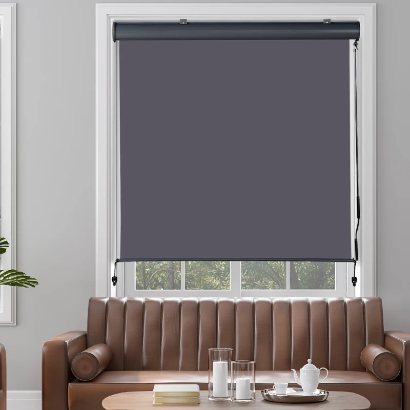 Store extérieur vertical manuel rétractable gris