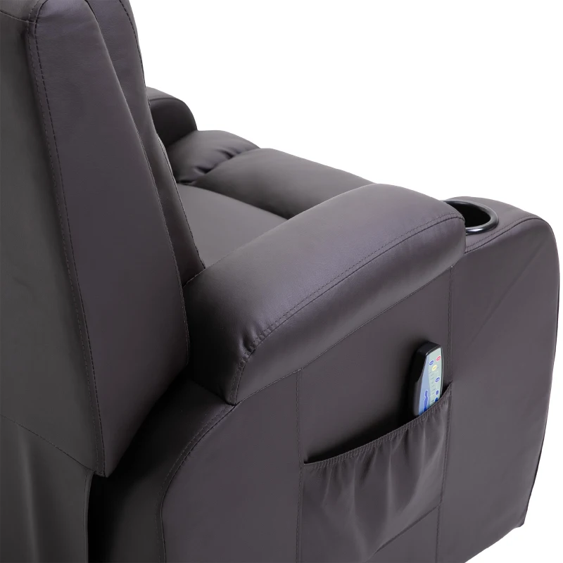Homcom Fauteuil de massage et relaxation électrique chauffant inclinable repose-pied télécommande marron