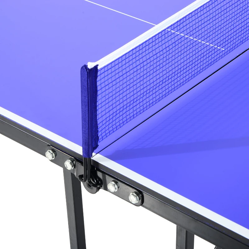 HOMCOM Mini table de ping pong tennis de table pliable portable acier 153L x 77l x 67H cm bleu et noir