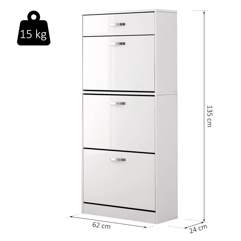 Homcom Meuble à Chaussures avec 3 Portes Abattantes 62 x 24 x 135 cm