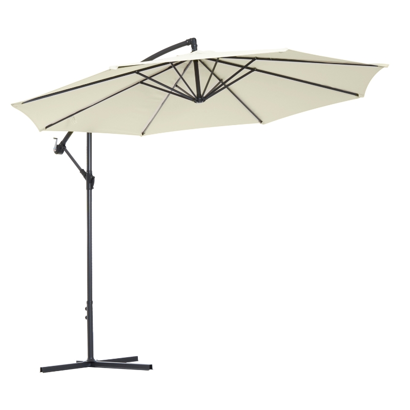 Outsunny Parasol Déporté Octogonal en Métal Blanc 300 x 300 x 250 cm