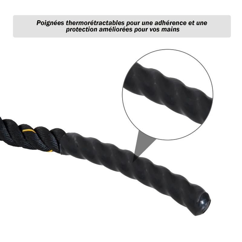 Corde de bataille d'entrainement Ø 3,8 cm 12 m noir