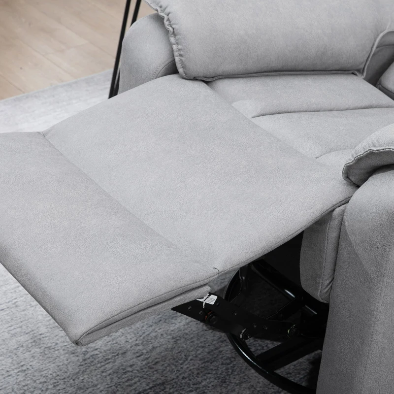 HOMCOM Fauteuil de relaxation grand confort pivotant 360° dossier inclinable repose-pied ajustable revêtement synthétique tissu gris clair