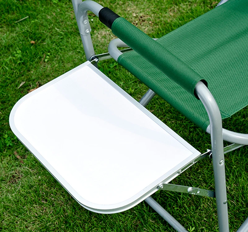 HOMCOM Chaise de Peche/Camping/Regisseur/Plage Pliante Fauteuil en Acier avec Poches et Tablette pour Charge Max. 120Kg Vert