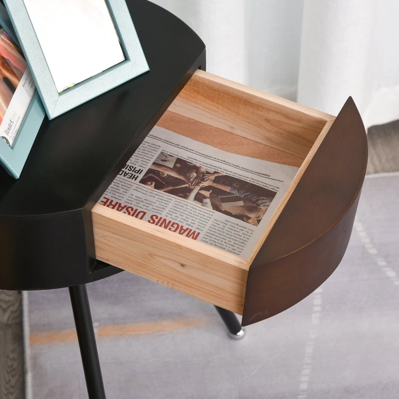 HOMCOM Table de nuit lampadaire table d'appoint lampadaire design contemporain noir marron