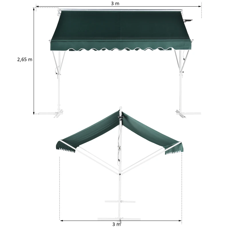 Store double pente éclairage LED 3 m vert