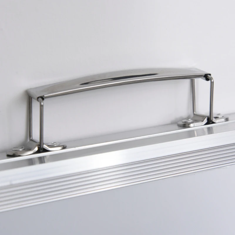 HOMCOM Bloc-notes réversible pliable avec poignée et compas - chevalet de bureau blanc effaçable & magnétique - dim. 40L x 30l cm - cadre alu.