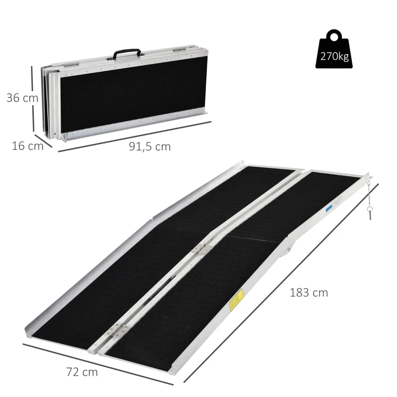 Rampe de fauteuil roulant pliable charge max. 270 Kg alu. Noir