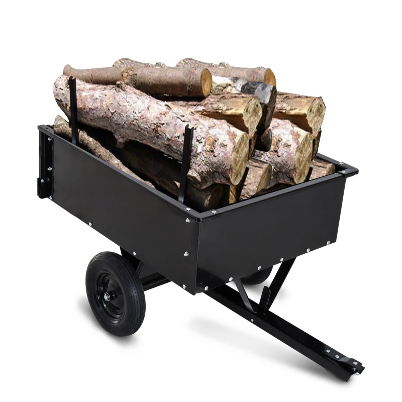 Outsunny Remorque Basculante pour Tracteur Noir 150 x 83 x 7 cm