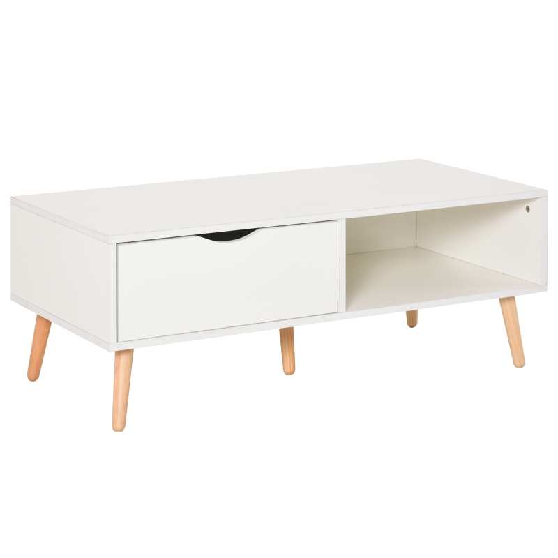 Table basse rectangulaire style scandinave blanc