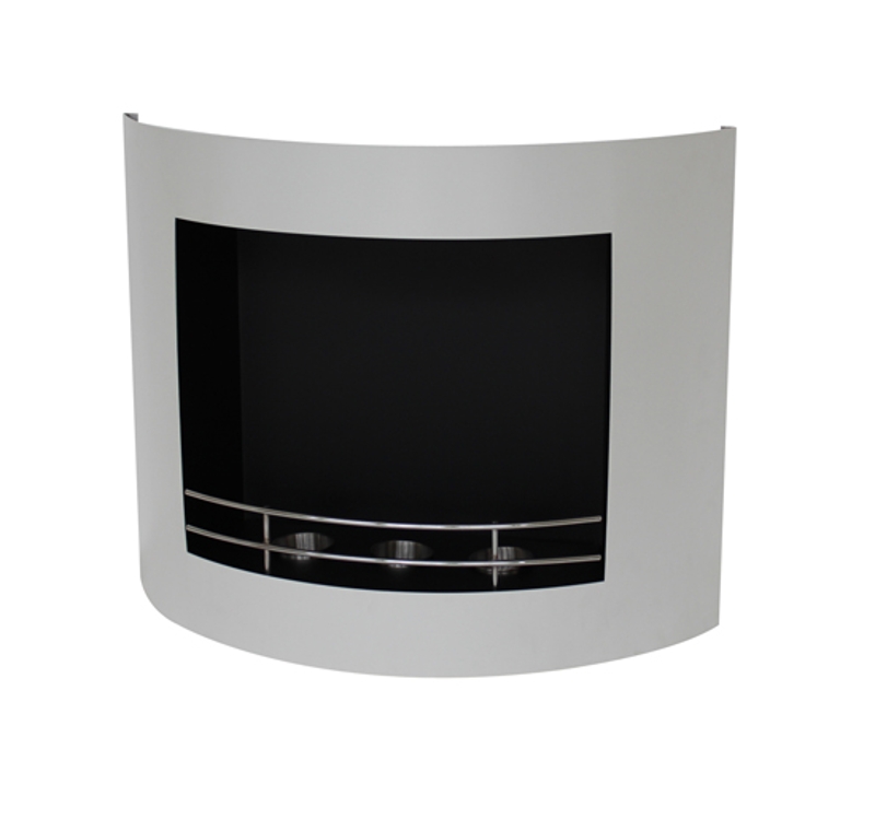 Cheminee bio ethanol murale a gel acier inoxydable 3 bruleurs design blanc neuf 27
