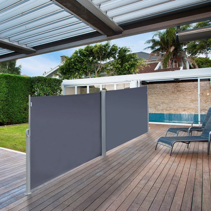 Double store latéral brise-vue rétractable alu. polyester haute densité