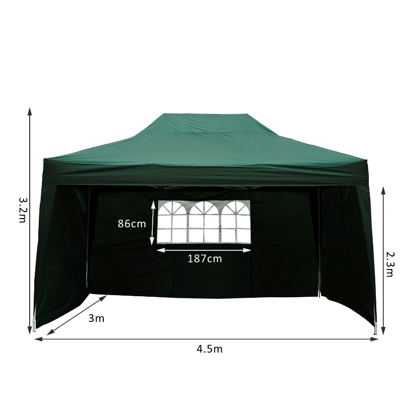 Outsunny Tonnelle barnum tente de réception pliante 3 x 4,5 m vert + sac de transport
