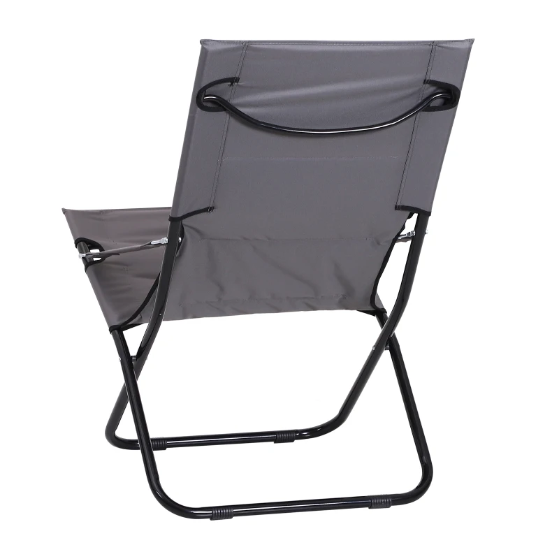 Outsunny Fauteuil de jardin camping pliable dim. 86L x 61l x 94H cm métal époxy anticorrosion noir tissu oxford gris