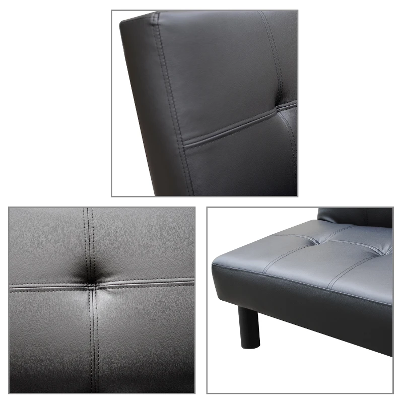 HOMCOM Canapé Convertible Noir