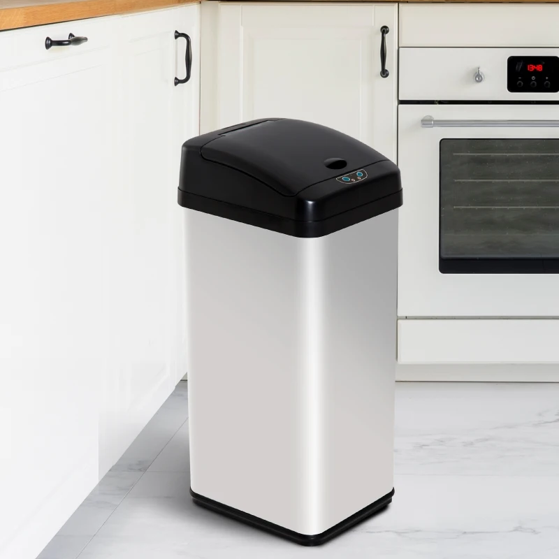 Homcom Poubelle Automatique Capacité 48 L Noir 32 x 27 x 72 cm