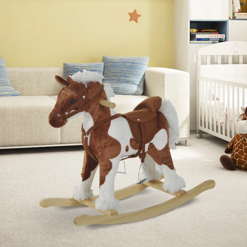 HOMCOM Cheval de cowboy à bascule effet sonore selle etrier