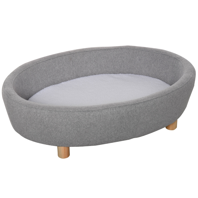 Panier chien chat sur pied avec coussin gris