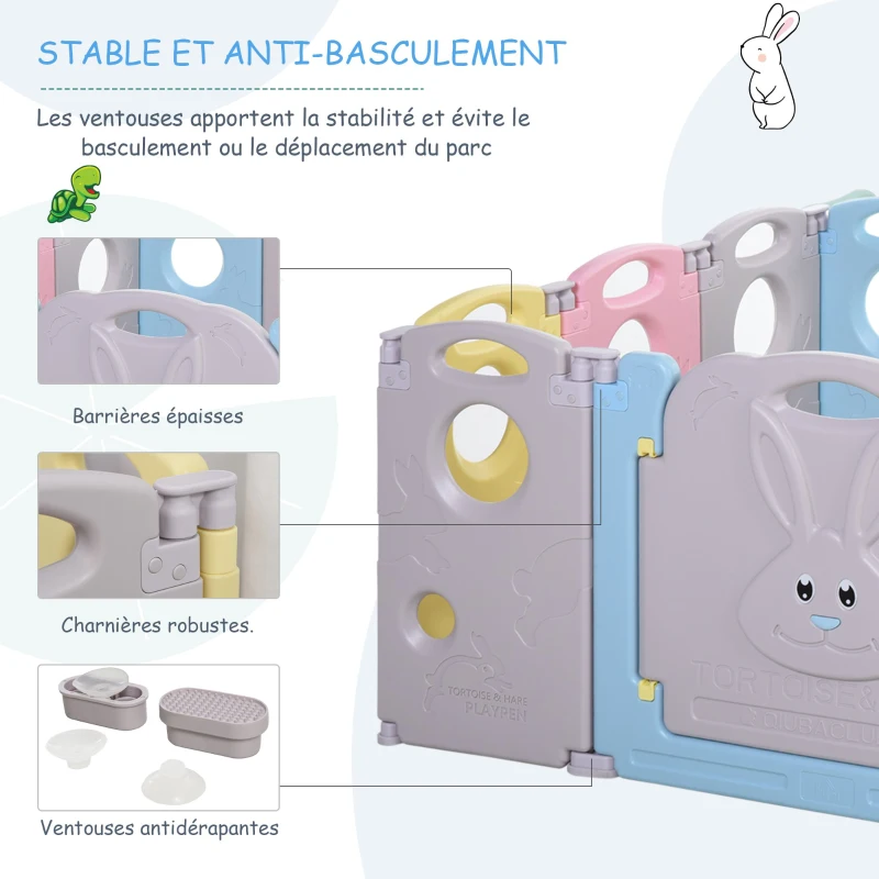 Parc pour bébé pliable plastique écologique 14/12 panneaux