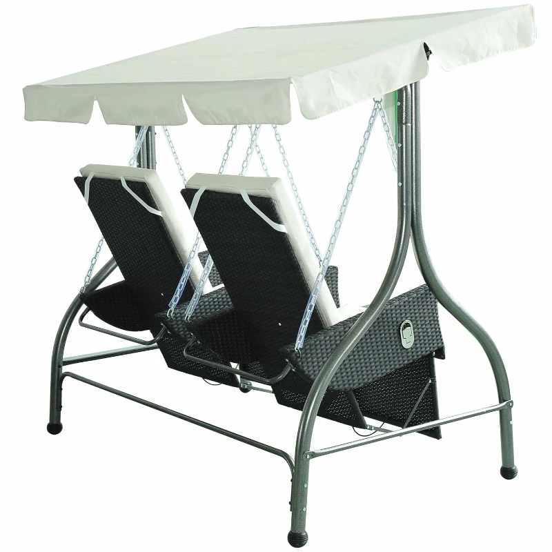 BALANCELLE BALANCOIRE ROTIN RESINE TRESSEE HAUTEUR REGLABLE 2 PLACES JARDIN TERRASSE NEUF 46