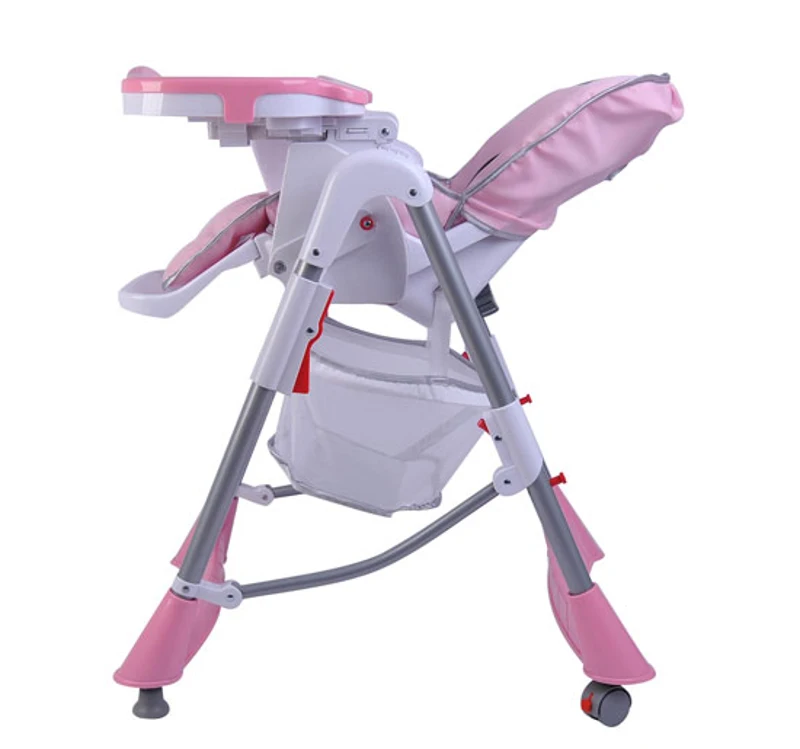 CHAISE HAUTE DE BEBE MULTIFONCTIONNELLE POUR ENFANTS BEBES GRAND CONFORT ROSE GRIS NEUF 58