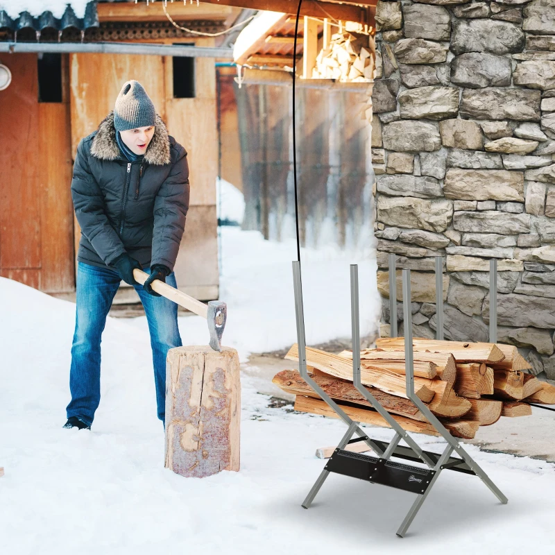 Outsunny Chevalet de sciage pour bois pliable - chevalet de tronçonnage - repères de sciage inclus - métal gris noir