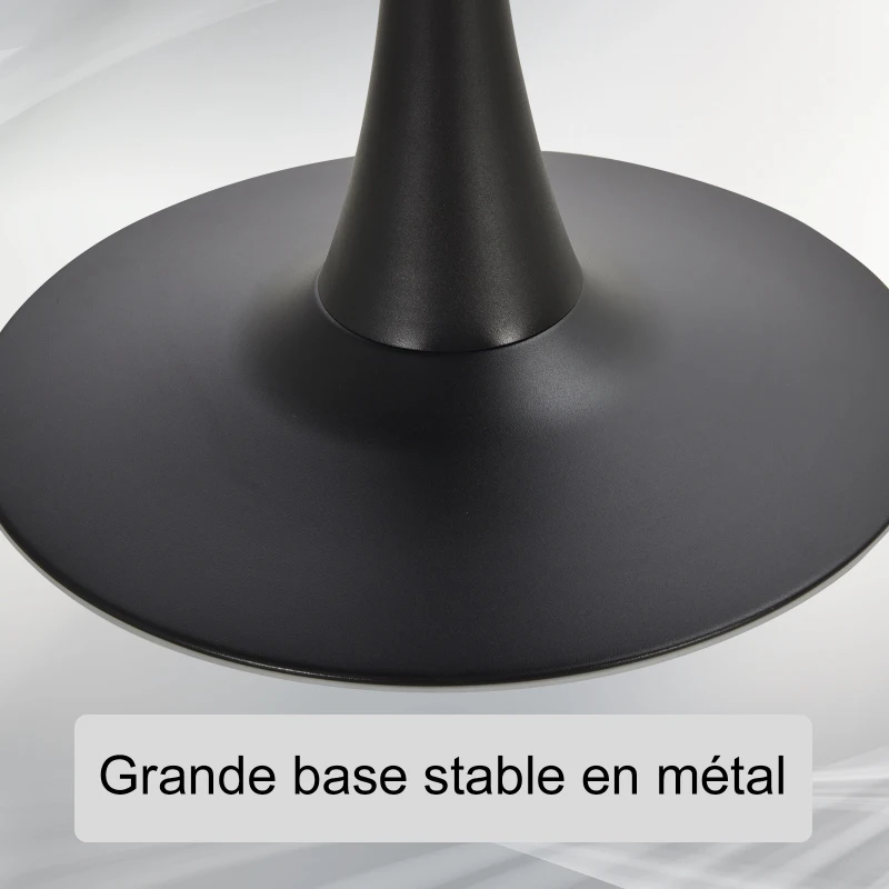 Table ronde tulipe design Ø 70 x 75H cm métal MDF noir