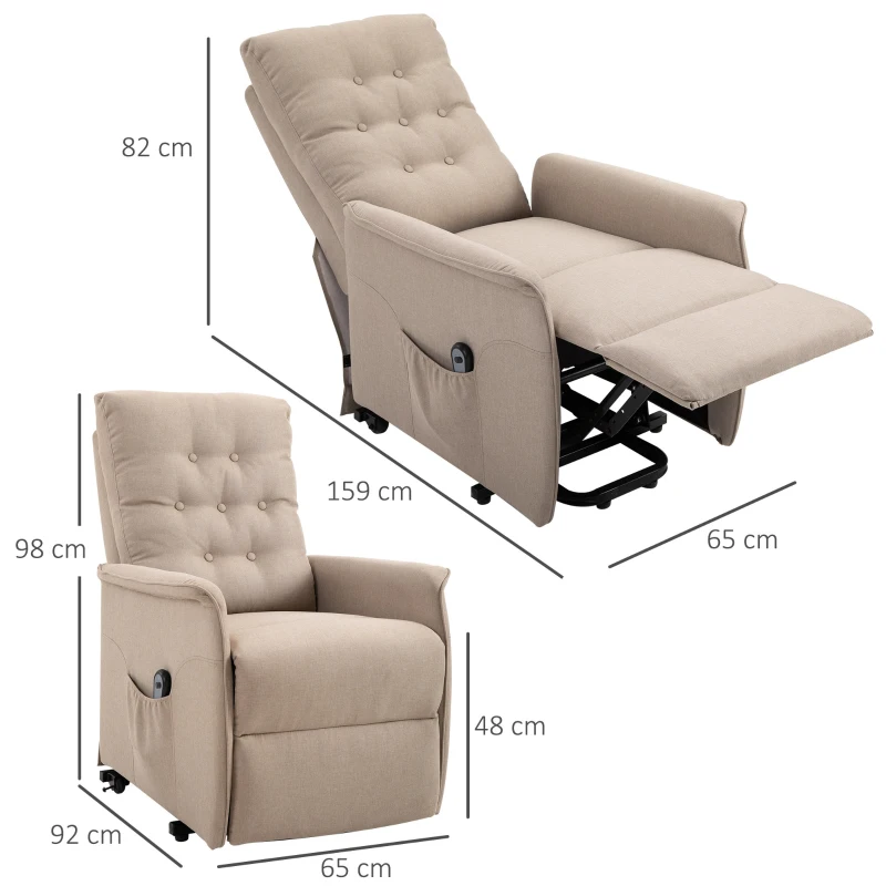 Fauteuil de relaxation électrique fauteuil releveur inclinable avec repose-pied ajustable lin
