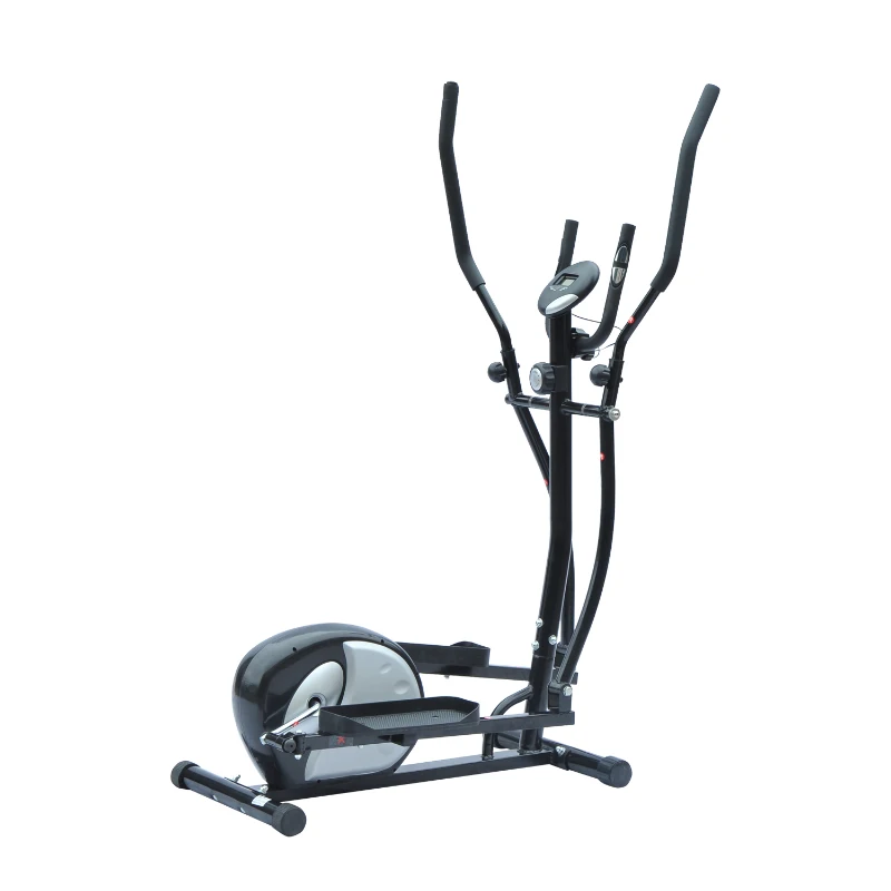 HOMCOM Vélo Elliptique Vélo d'Appartement Cardio Magnétique avec Compteur LCD Guidon Pivotant Acier Noir et Argent