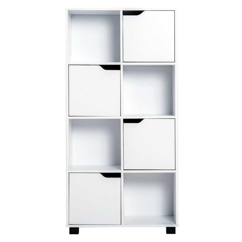 Homcom Bibliothèque avec 4 Niches et 4 Placards Blanc 60 x 30 x 122 cm