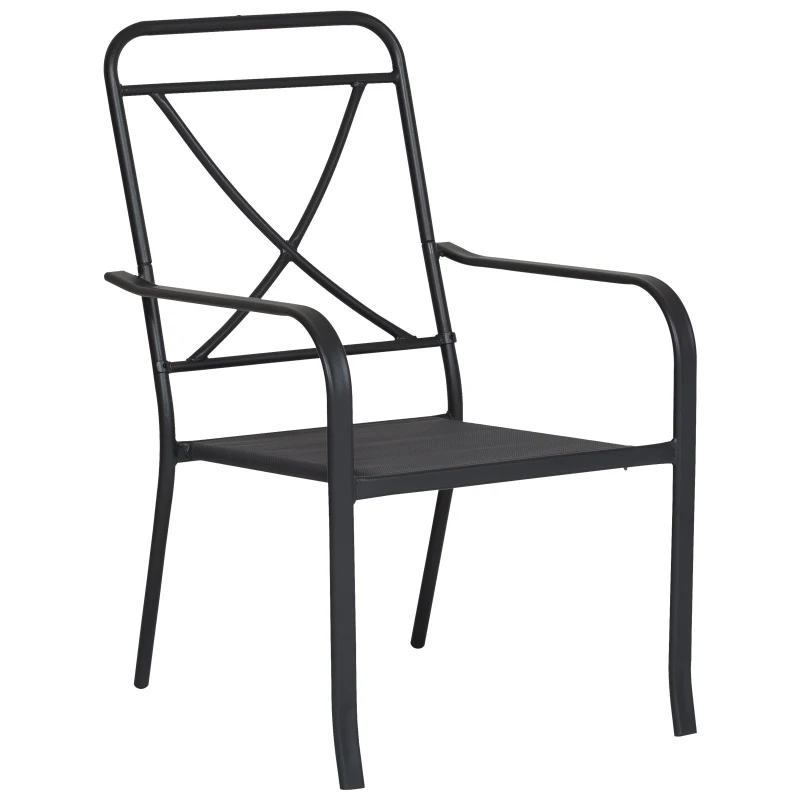 Outsunny Ensemble de jardin 4 pers. coussins déhoussables fournis table plateau verre trempé 5 mm métal époxy noir polyester rouge