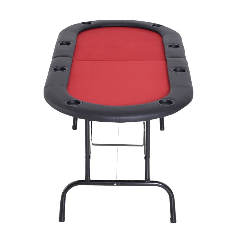 HOMCOM Table de poker casino ovale pliable sur pieds 8 joueurs max. rouge et noir