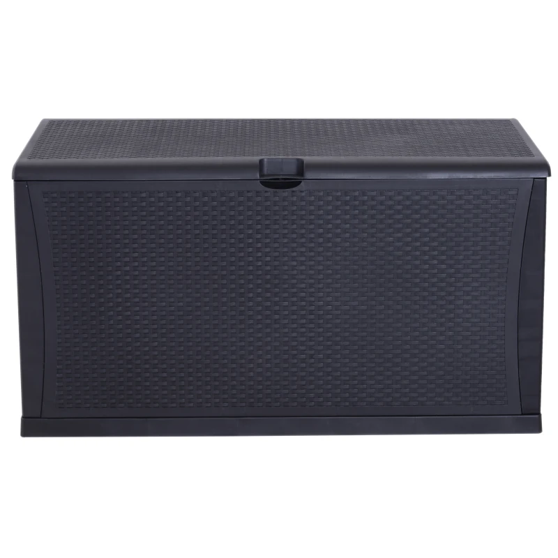 Outsunny Coffre malle de rangement dim. 120L x 61l x 63H cm résine tressée imitation rotin noir