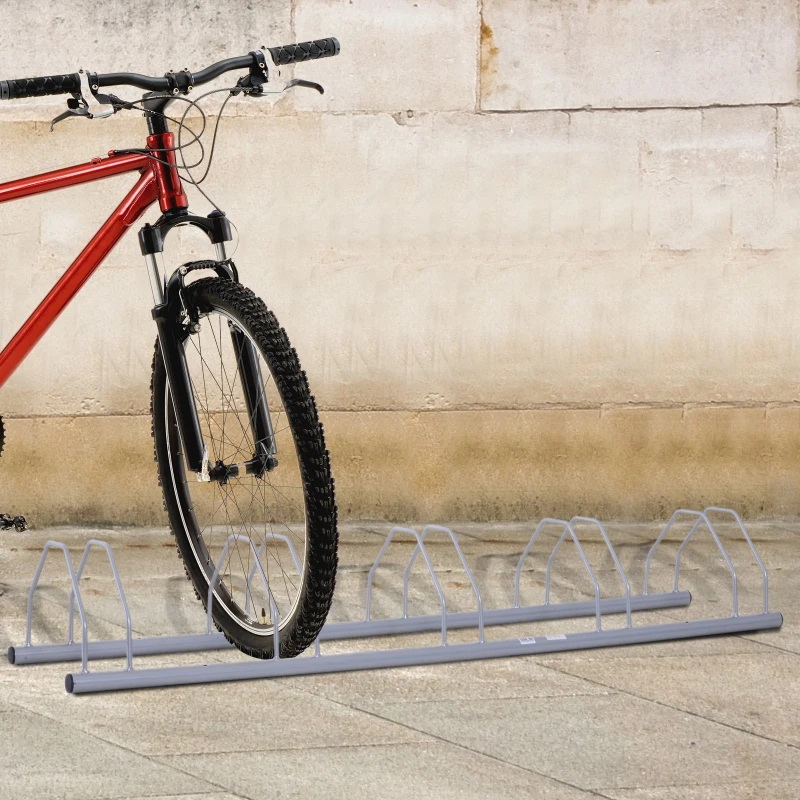 Homcom Râtelier 5 Vélos en Acier Galvanisé Gris 141 x 30 x 22 cm