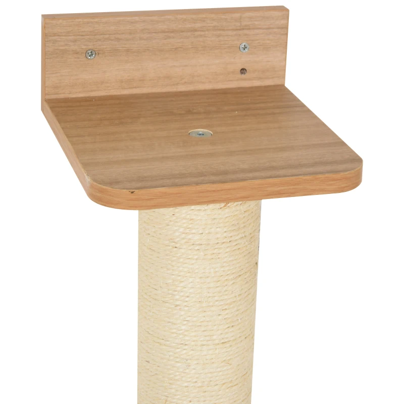 PawHut Mur d'escalade pour chat arbre à chat design mural griffoir sisal naturel passerelle plateformes bois pin marron beige