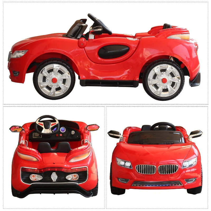 HOMCOM Voiture électrique enfant 2 places 12 V 3,5-7,5 Km/h 2 moteurs phares LED + bandes lumineuses fonction USB MP3 télécommande parentale rouge