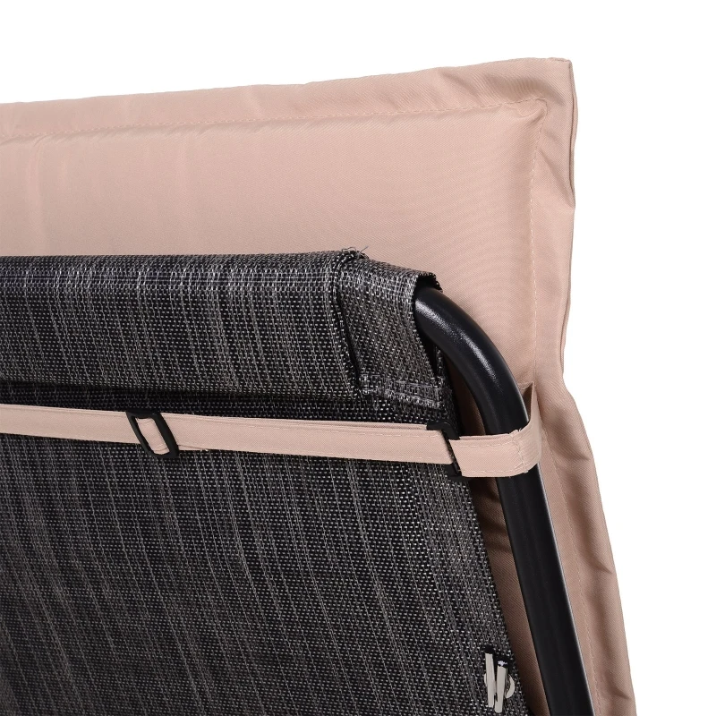 Outsunny Coussins de chaise longue - galettes de chaise de jardin - lot de 2 - dim. 120L x 50l cm - rembourrage 6 cm - cordons et ceinture d'attache - polyester beige