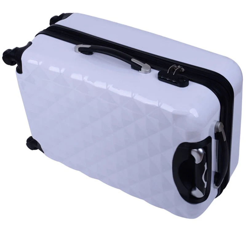 VALISE RIGIDE DE VOYAGE TROLLEY BAGAGE A ROULETTES ABS BLANC 60 LITRES NEUF 11