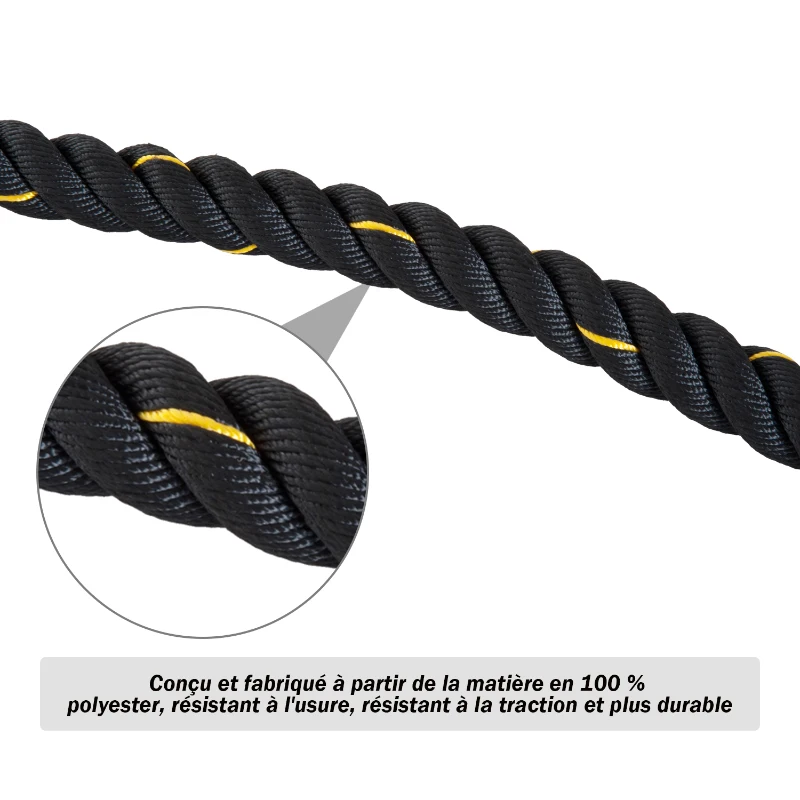 Corde de bataille d'entrainement Ø 3,8 cm 12 m noir