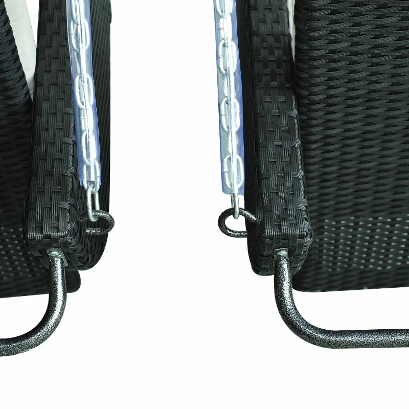 BALANCELLE BALANCOIRE ROTIN RESINE TRESSEE HAUTEUR REGLABLE 2 PLACES JARDIN TERRASSE NEUF 46