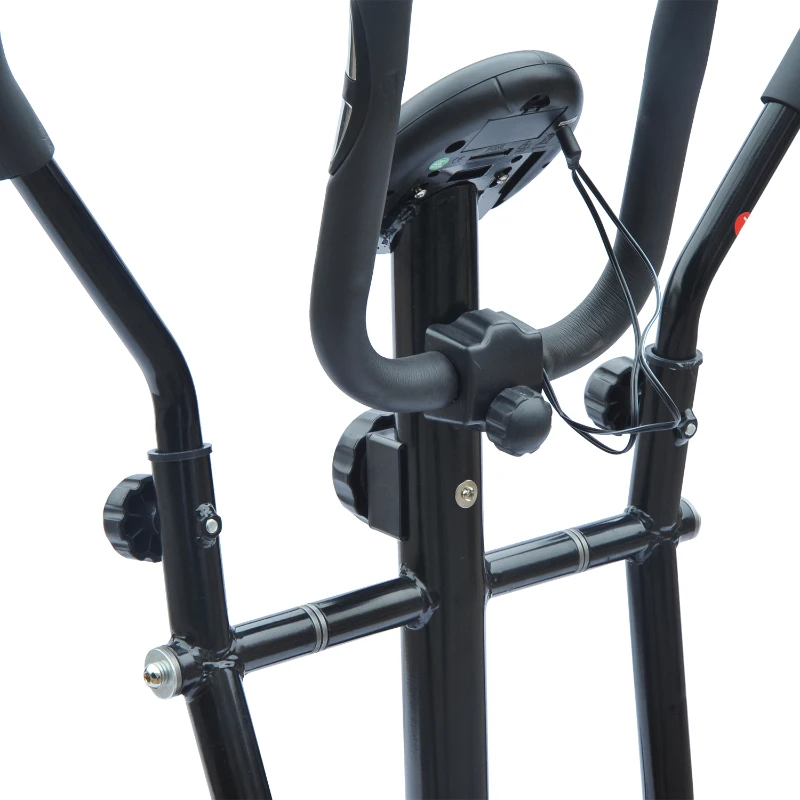 HOMCOM Vélo Elliptique Vélo d'Appartement Cardio Magnétique avec Compteur LCD Guidon Pivotant Acier Noir et Argent