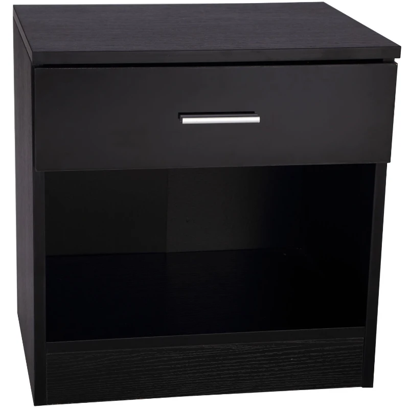 HOMCOM Ensemble Moderne Meubles de Chambre : Armoire Penderie, Commode et Chevet Noir