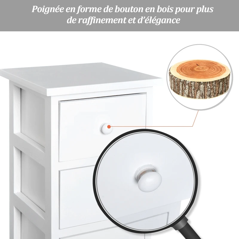 Homcom Lot de 2 Chiffonniers 4 Tiroirs Blanc 26 x 30 x 62 cm