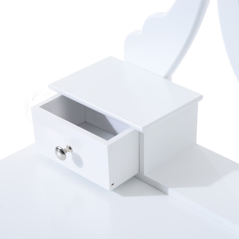 HOMCOM Coiffeuse et Tabouret Style Baroque en Bois Blanc