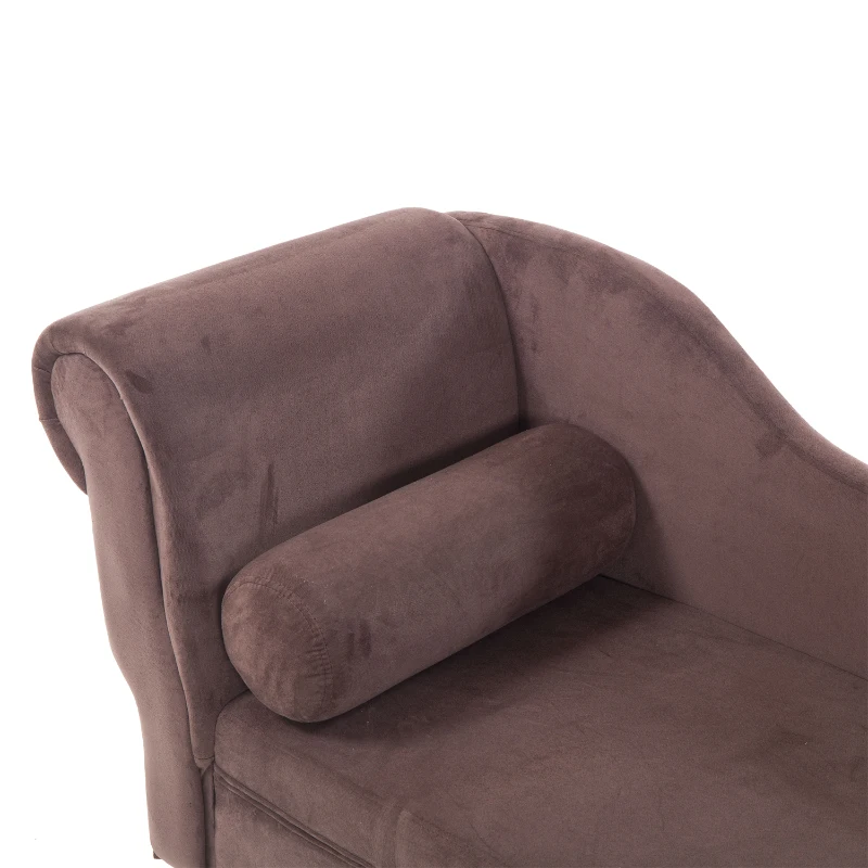 Banquette méridienne, brun, velours, 160L x 56l x 75Hcm