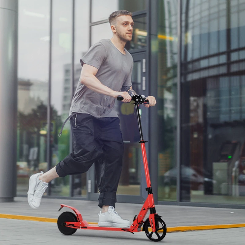 HOMCOM Trottinette électrique pliable 150 W pour adulte enfant 14 ans min. 15 Km/h max. autonomie 10 km max. alu. rouge